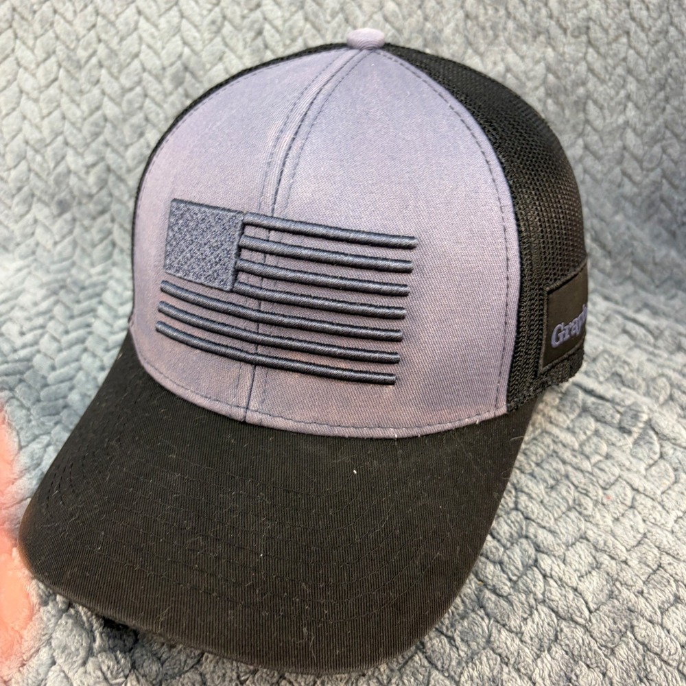 Graybar K-Products American Flag Trucker Hat Grey Black Snapback Mesh Cap